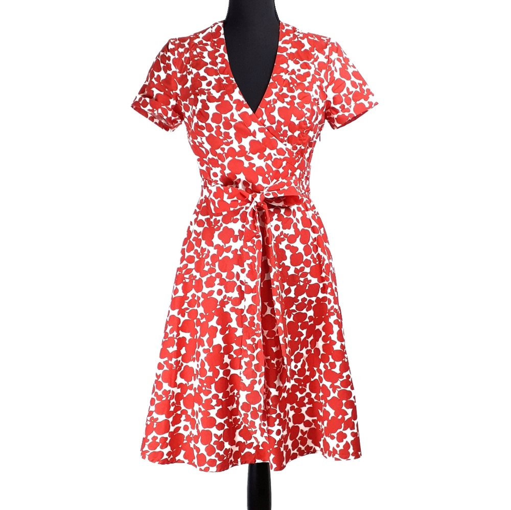 Boden Lara Floral Apple Short Sleeve Wrap Dress 4